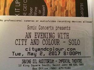 BALCONY SEAT - CITY AND COLOUR - MAY 2ND IMPERIAL THEATRE