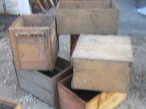 BUNCH OF OLD SOLID WOOD BOX CRATES $6 to $20 EACH