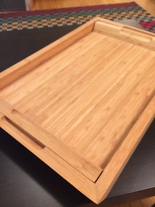 Beautiful wood serving tray set