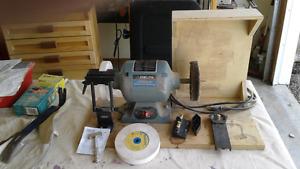 Bench grinder and sharpening tools