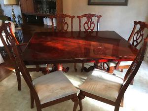 Cherry finish dining room table.