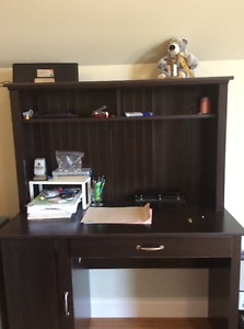 Dark brown desk and Office chair