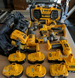 DeWalt 18-volt cordless tool set combo with chargeable radio
