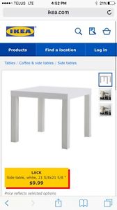 IKEA white lack tables