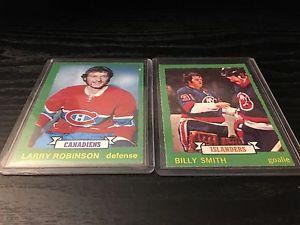 Larry Robinson Billy Smith rookie cards opc