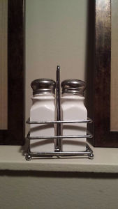 Salt and Pepper Shakers with Holder $10