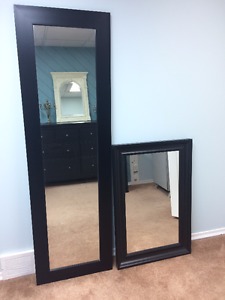 Set of black-framed mirrors