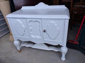 Small White Antique Solid Wood Sideboard Cabinet