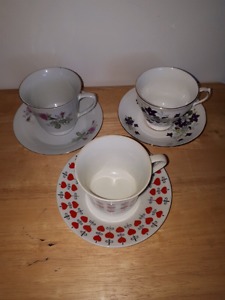 Three pretty tea cups