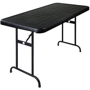 Two, molded plastic top folding tables