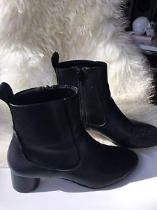 ZARA black leather booties size 7