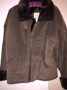 luxurious suede bomber style jacket lined with cozy faux fur