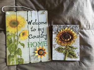 set of 2 country prints - wall hangings