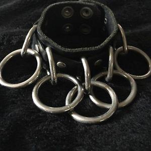 5 Ring Leather Bracelet