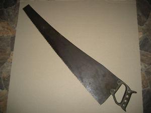 Antic hand saw with metal handle