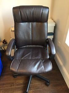 Brown faux leather computer chair