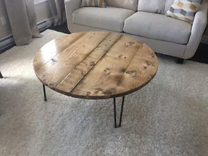 Custom round hairpin leg coffee table