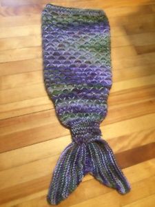 Hand knitted infant mermaid tail blanket