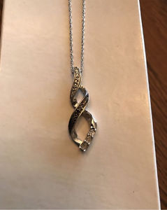 Infinity Midnight and clear diamonds pendant with chain