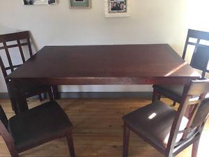 Large wood table with 4 chairs