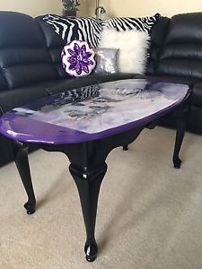 Purple & black Marilyn Monroe French Provincial coffee table