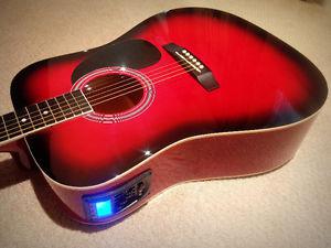 Red Sunburst Acoustic Electric guitar -  NEW - $165