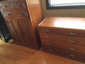 Set of Vintage Solid Wood Dressers