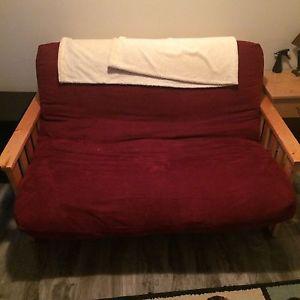 Solid pine love seat futon