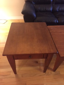 Solid wood coffee table and 2 end tables - good condition