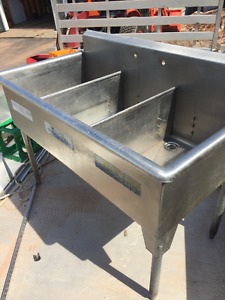 Three bay stainless steel sink