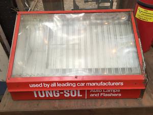 Vintage Tung-Sol automotive lamp display