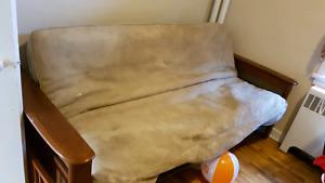 Wooden futon freshly dry cleaned
