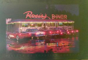 retro  scene of a American diner LED lights up