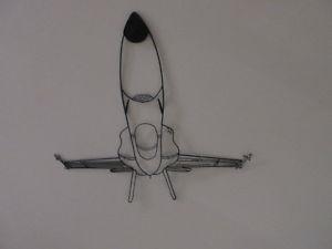 vintage metal 3 foot fighter jet wall art