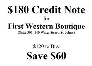 $180 Credit Note for First Western Boutique