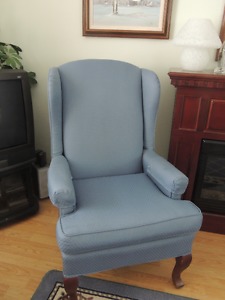 2 high backed wing chairs