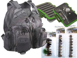 30 Piece Fishing Vest, Flies and Accessories