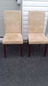 Beige suede dining chairs