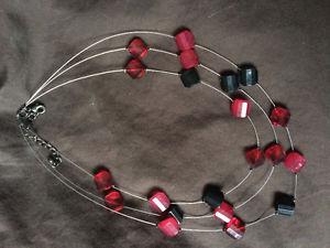 Black and red bead necklace