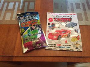 Brand new items. Cars sticker book and water balloon kit