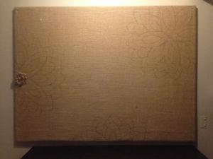 Burlap covered cork board 4x3'