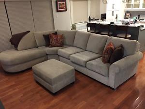Chaise Sectional with storage ottoman