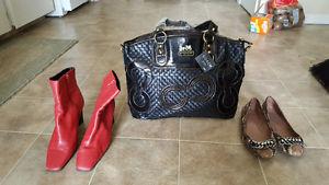 Coach inspired purse brand new. Red boots Snakeskin flats