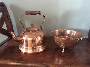 Copper kettle and colander