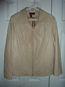 Cream colored leather jacket