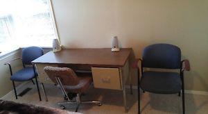 DESK AND THREE CHAIRS
