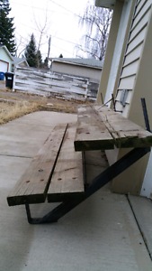 Deck steps, wth 3 iron stringers, 6' wide