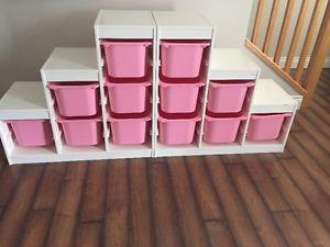 Excellent Condition - Pink/White IKEA Kids Storage Bin Set