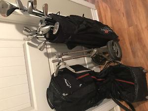Golf Clubs,cart and travel bag