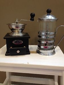 Hand Crank Coffee Grinder and French Press